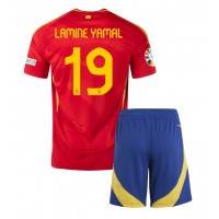 Echipament fotbal Spania Lamine Yamal #19 Tricou Acasa European 2024 pentru copii maneca scurta (+ Pantaloni scurti)